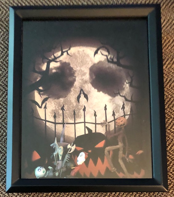 Deep 8 x 10 Nightmare Before Christmas featuring Lock , Shock and Barrel with the Pumpkin King seeking up for a scare. $40