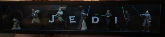 Seven Jedi in a lighted box, $100