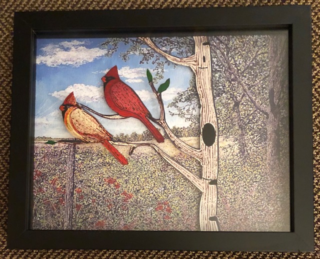 The Pair, Cardinal couple, 8 x 10, 3-D styling, $25